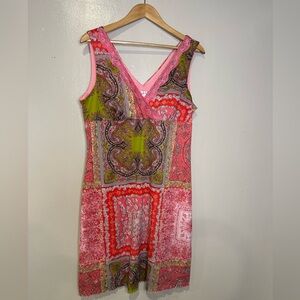 Target Xhilaration Vibrant Pink and Green Paisley Mini Dress